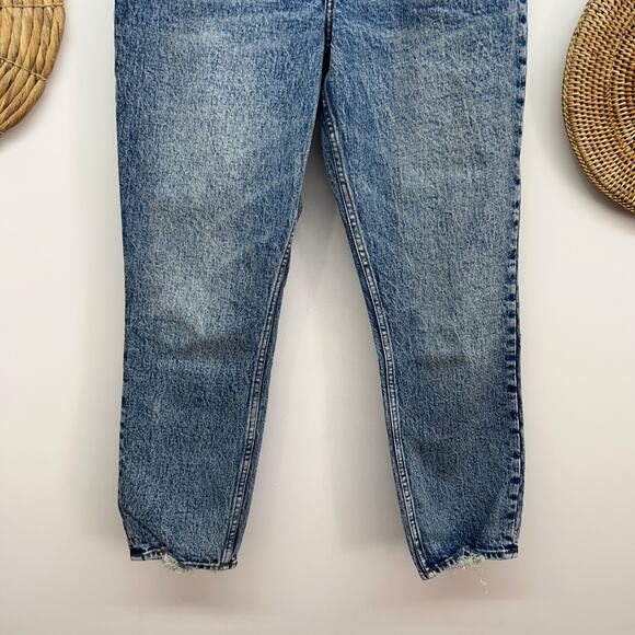 Abercrombie Blue Distressed Raw Edge The Mom High Rise Denim Jeans 27/4 - Picture 4 of 6